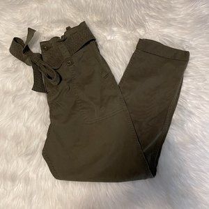 Topshop Army Green Tie Waist Paperbag Pants